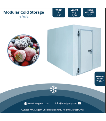 Modüler Soğuk Hava Deposu - Modular Coldroom(-5 / +5°C) 7,92m³