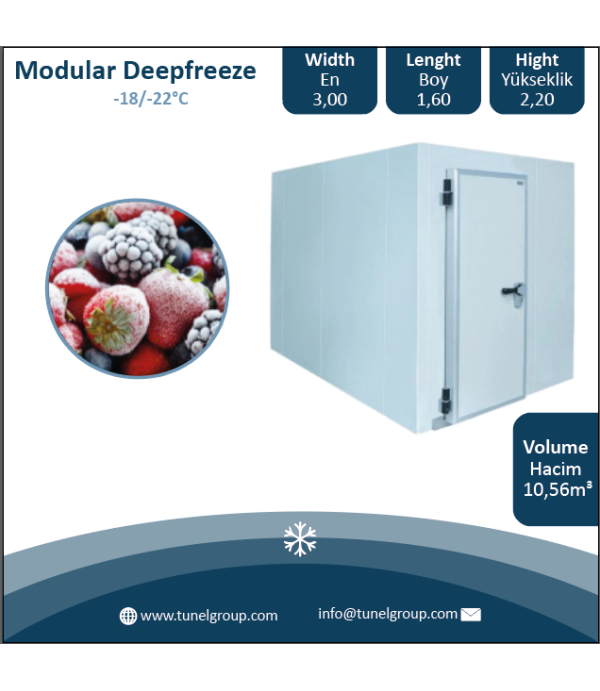 Modüler Soğuk Hava Deposu - Modüler Donuk Oda (-18/-22°C) 10,56m³