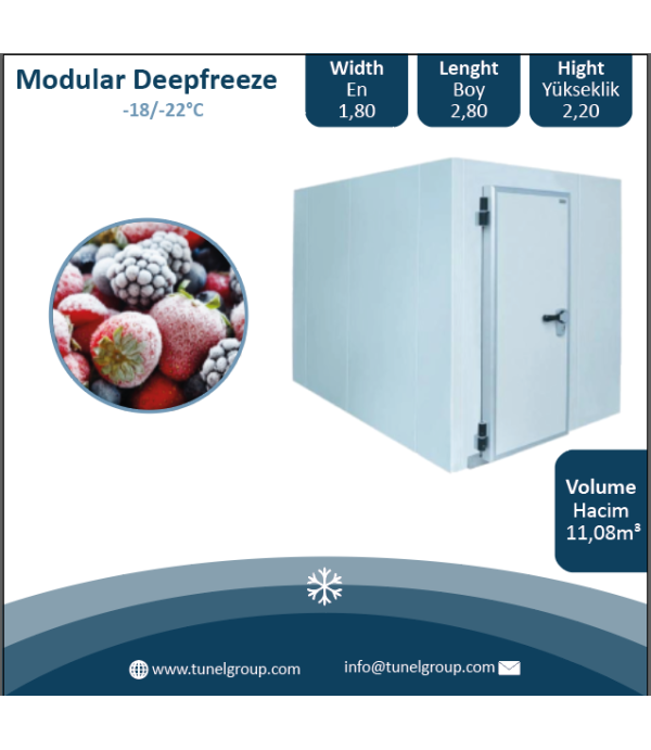 Modüler Soğuk Hava Deposu - Modüler Donuk Oda (-18/-22°C) 11,08m³