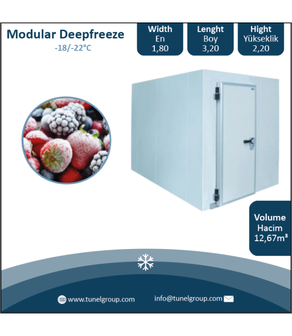 Modüler Soğuk Hava Deposu - Modüler Donuk Oda (-18/-22°C) 12,67m³