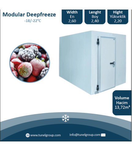 Modüler Soğuk Hava Deposu -Modüler Donuk Oda (-18/-22°C) 13,72m³