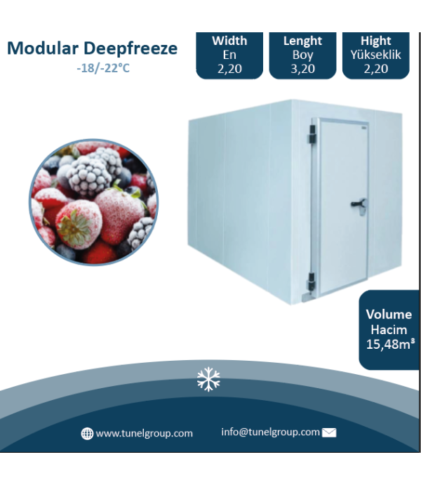 Modüler Donuk Hava Deposu - Modüler Donuk Oda (-18/-22°C) 15,48m³