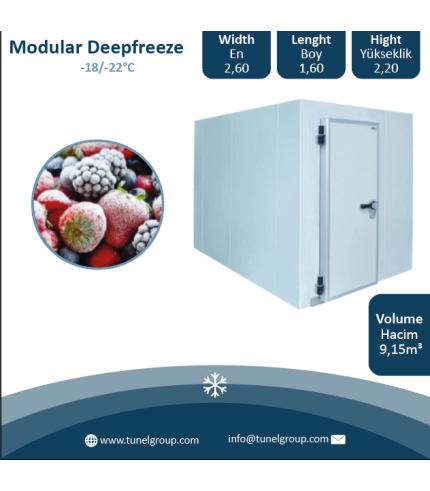 Modüler Soğuk Hava Deposu - Modüler Donuk Oda (-18/-22°C) 9,15m³