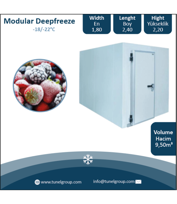 Modüler Soğuk Hava Deposu - Modüler Donuk Oda (-18/-22°C) 9,50m³