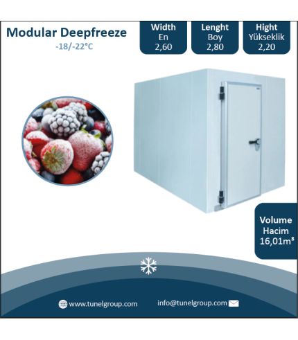 Modüler Donuk Hava Deposu - Modüler Donuk Oda (-18/-22°C) 16,01m³