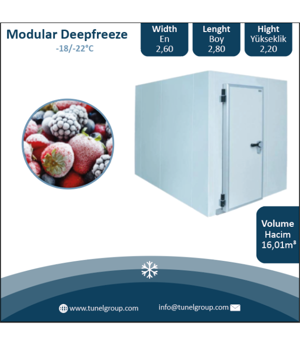 Modüler Donuk Hava Deposu - Modüler Donuk Oda (-18/-22°C) 16,01m³