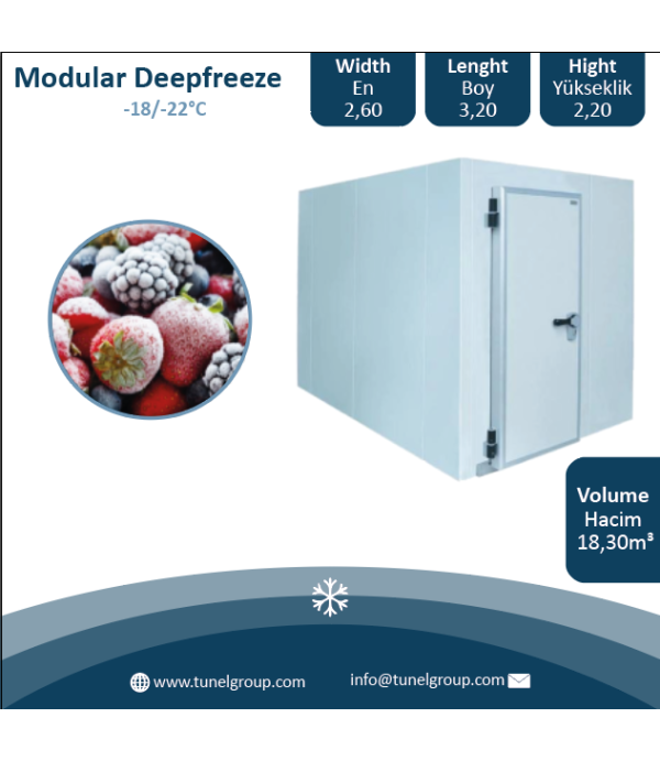 Modüler Donuk Hava Deposu - Modüler Donuk Oda (-18/-22°C) 18,30m³