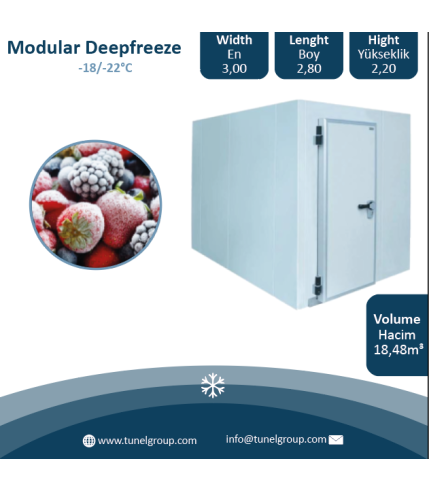 Modüler Donuk Hava Deposu - Modüler Donuk Oda (-18/-22°C) 18,48m³